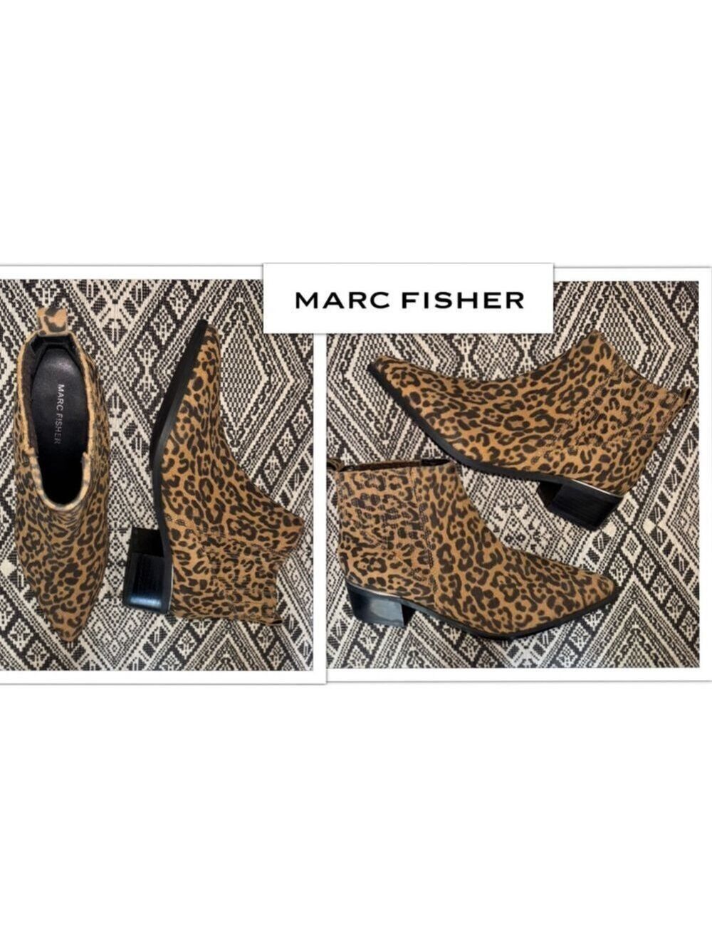 Marc Fisher Missir Pointed Toe Suede Leopard Print Chelsea Boot- US 8.5 like NEW